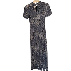 Casual Corner Blue and White Midi Dress